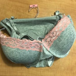 LACE TRIM BRA PANTY SET